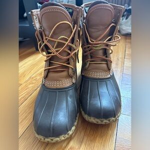 L.L. Bean Brown Leather Boot with Burgundy Lining